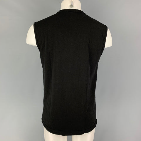 LINDER Size XS Black Embroidery Cotton Boyfriend Tank Top