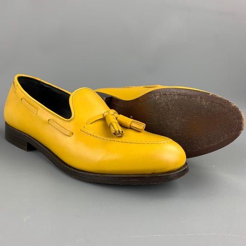 PAUL SMITH Size 8 Yellow Leather Slip On Tassel Loafers