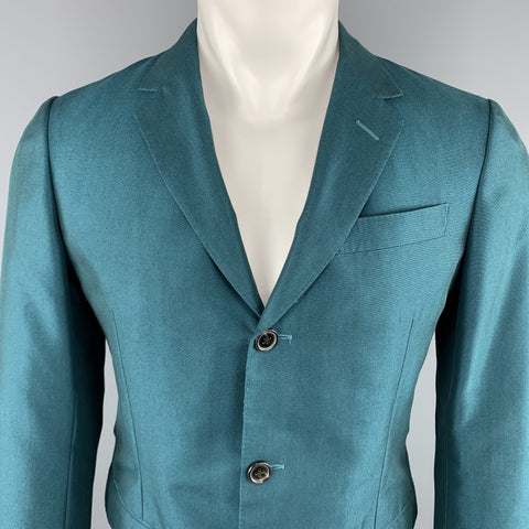 MARNI Size 38 Teal Wool Notch Lapel Sport Coat