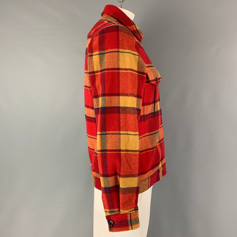 PS by PAUL SMITH Size L Red Yellow Plaid Wool Blend Zip Up Jacket