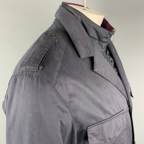 Z ZEGNA SPORT Size L Navy Waterproof Layered Military Jacket