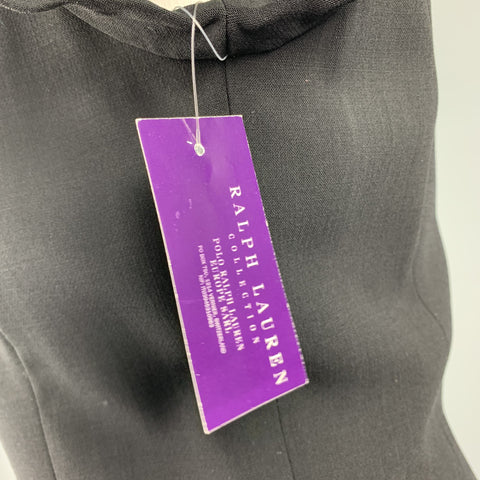 RALPH LAUREN Size 12 Black Wool Boat Neck Fit Flair Dress
