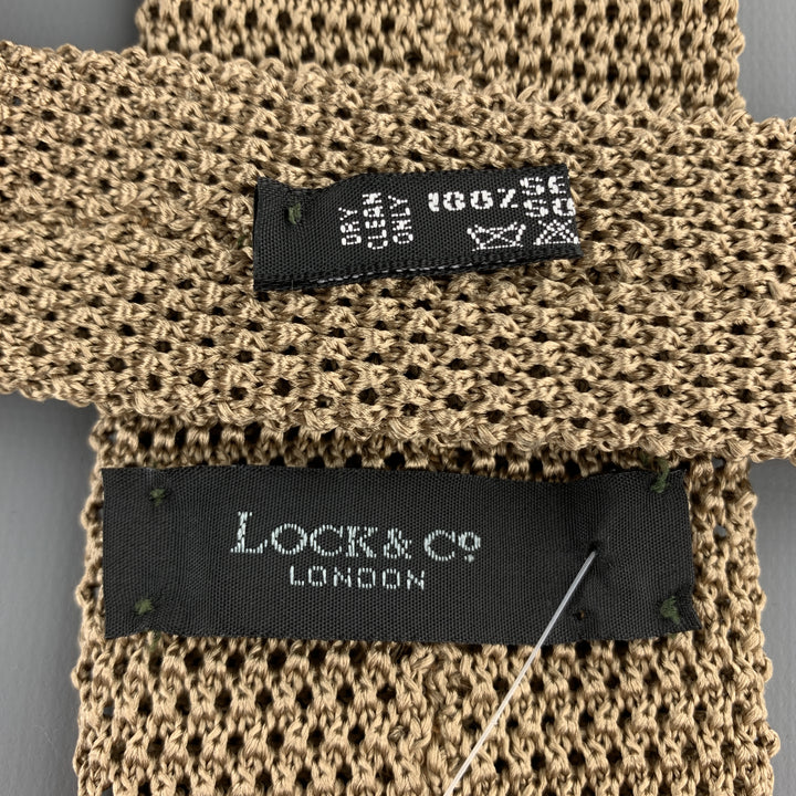 LOCK & CO LONDON Taupe Beige Silk Textured Knit Tie