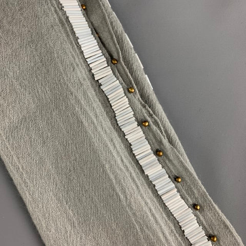 VINTAGE Light Gray White Beaded Scarf