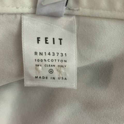 FEIT Size S White Twill Cotton Button Down Long Sleeve Shirt