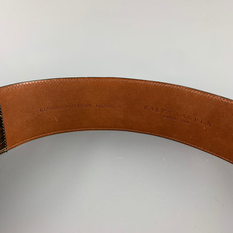 RALPH LAUREN Collection 2006 Waist Size L Brown Alligator Double Buckle Belt