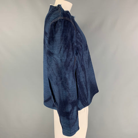 ALEX MULLINS Taille L Pull en denim de coton marbré bleu