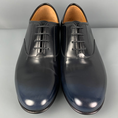 MARC JACOBS Size 10 Black Blue Ombre Leather Lace Up Shoes