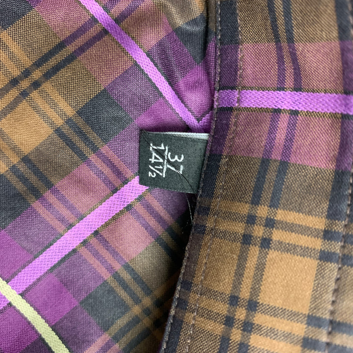 GUCCI Talla XS Camisa de manga larga con botones a cuadros marrón morado