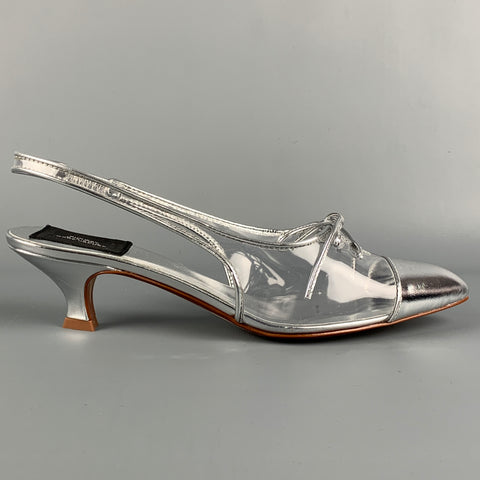 MARC JACOBS Size 8.5 Silver Leather Metallic Slingback Pumps