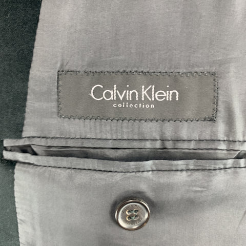 CALVIN KLEIN COLLECTION Size 38 Short Black Cotton Velvet Peak Lapel Sport Coat