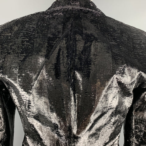 BALLY Size 38 Black Metallic Tinsel Velvet Peak Lapel Blazer