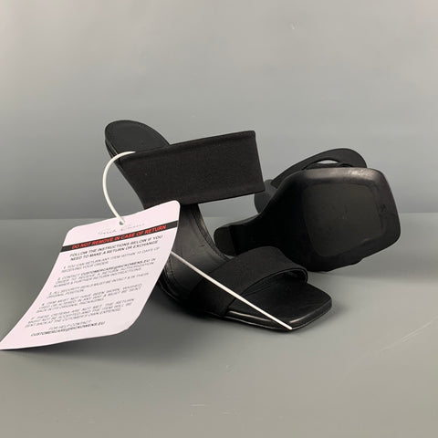 RICK OWENS Size 7 Black Nylon Curved Wedge Sandals