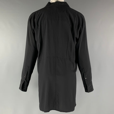 GUCCI Size M Black Solid Silk Open Front Long Sleeve Shirt