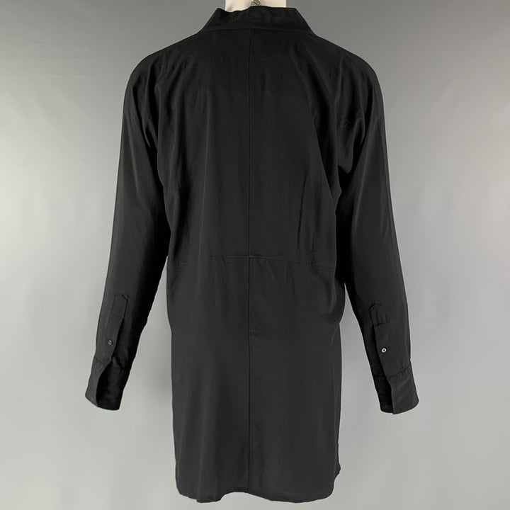 GUCCI Size M Black Solid Silk Open Front Long Sleeve Shirt