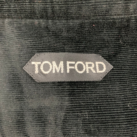 TOM FORD Size XXL Black Corduroy Cotton French Cuff Long Sleeve Shirt