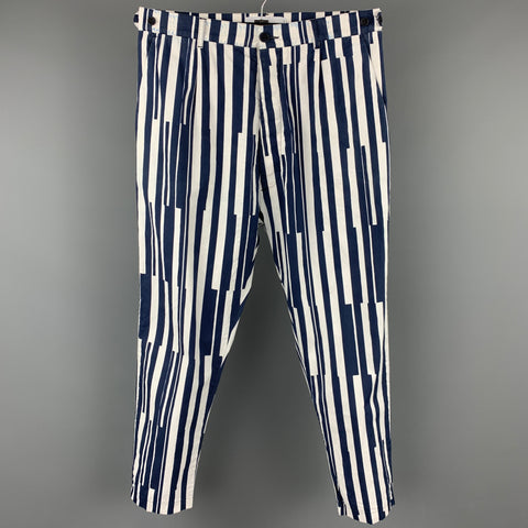 SUNNEI Size M Navy & White Stripe Cotton Drop-Crotch Casual Pants