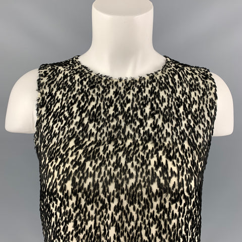 AKRIS Size 6 Black & White Viscose & Silk Blouse