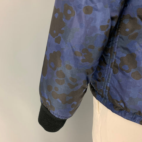 BURBERRY PRORSUM Fall 2015 Size L Navy Blue Camo Polyamide Zip Up Jacket