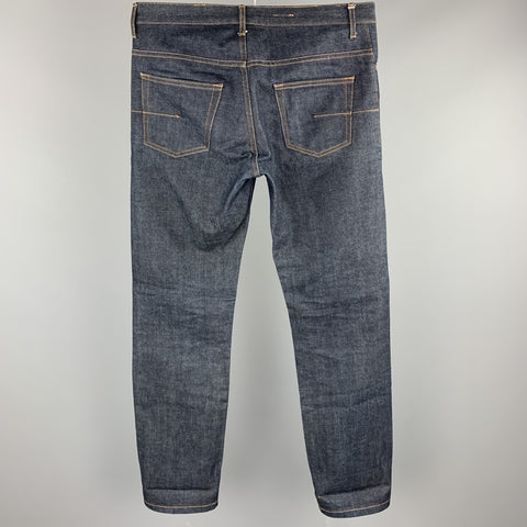 DIOR HOMME Size 32 Indigo Contrast Stitch Denim Button Fly Jeans