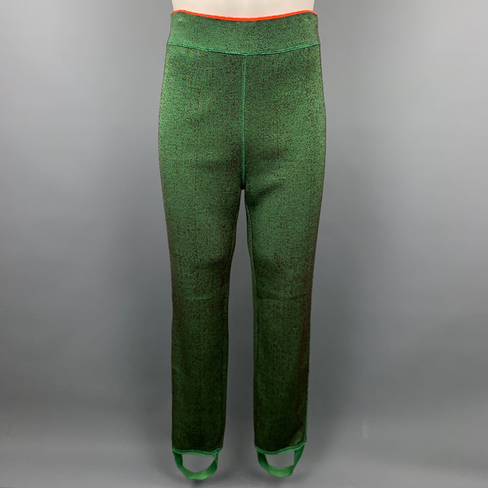 JEAN PAUL GAULTIER Size M Green & Orange Textured Wool Blend Reversible Sweatpants