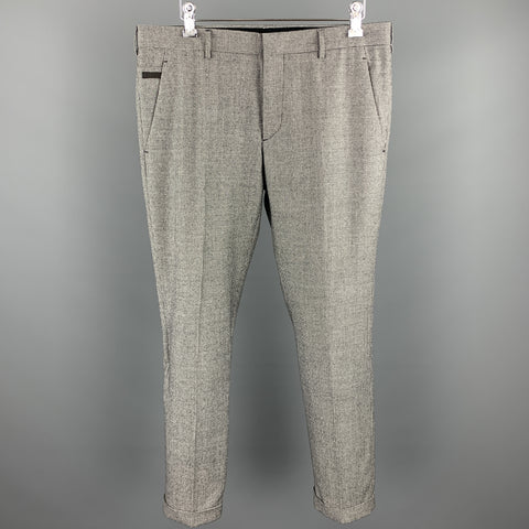 PRADA Size 30 Black & White Houndstooth Wool Button Fly Casual Pants