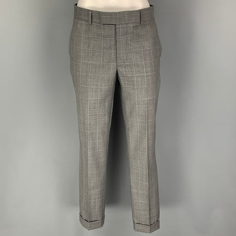 THE KOOPLES Size 34 Grey Window Pane Wool Peak Lapel Suit