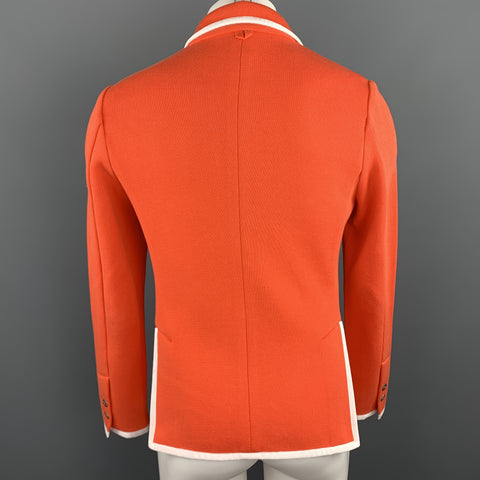 BLACK FLEECE Size 38 Orange Cotton Knit White Contrast Piping Sport Coat