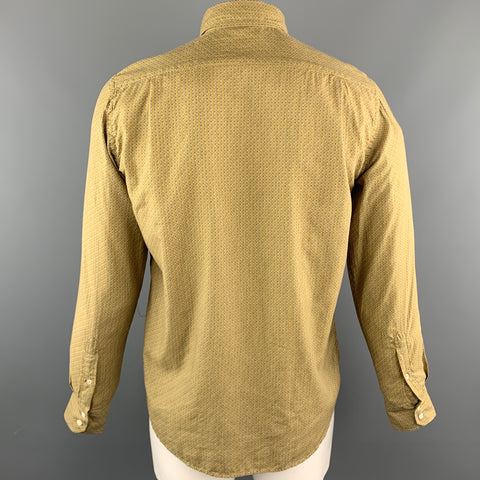 HARTFORD Size L Mustard Print Cotton Button Up Long Sleeve Shirt