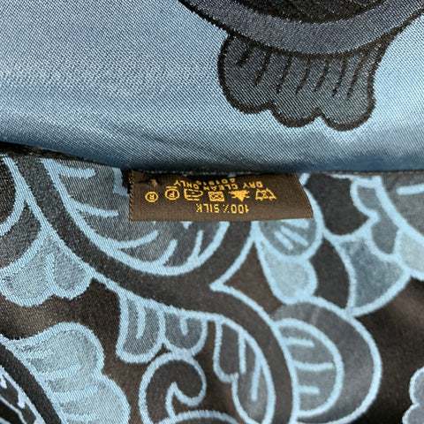 LOUIS VUITTON Blue Black Jacquard Silk Scarf