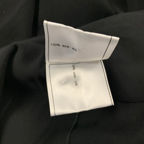 CHANEL Talla 6 Falda ancha plisada de seda negra