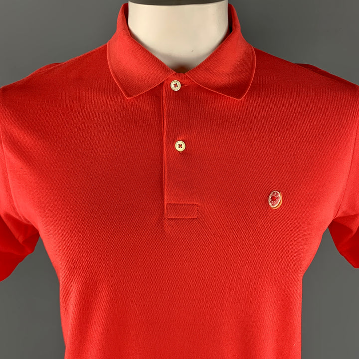 PAUL SMITH Size M Orange Pique Buttoned Embroidery POLO