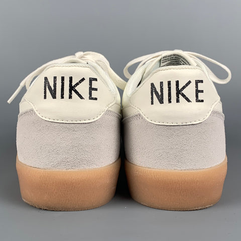 Zapatillas con cordones de cuero blanco y gris claro talla 11,5 NIKE
