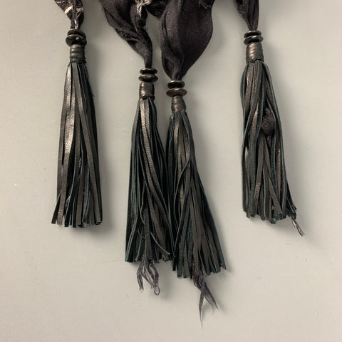KMRII Black Grey Abstrack Floral Rayon Scarf