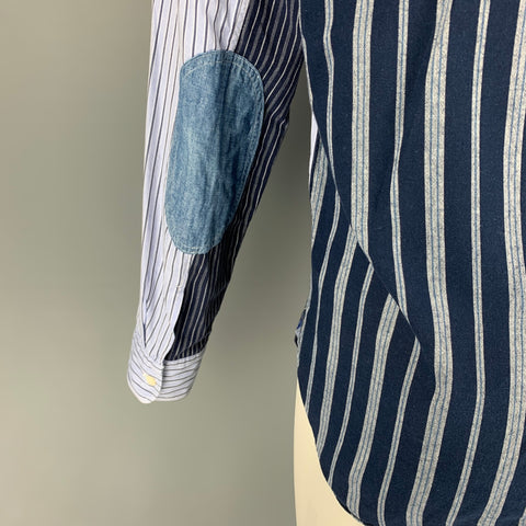 JUNYA WATANABE Size M Blue Navy Stripe Cotton Linen Long Sleeve Shirt