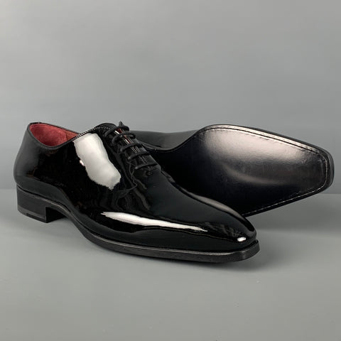 MAGNANNI Size 10 Black Patent Leather Lace Up Shoes