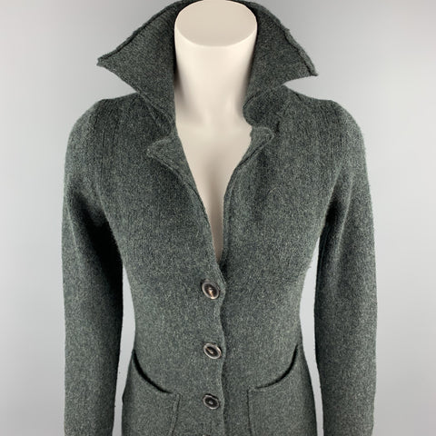 CASMARI Size 2 Dark Green Knitted Cashmere / Lycra Buttoned Cardigan
