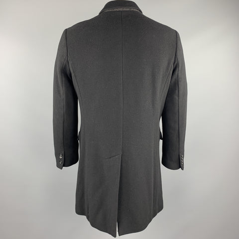 J CREW Chest Size L Black Wool / Cashmere Hidden Buttons Coat