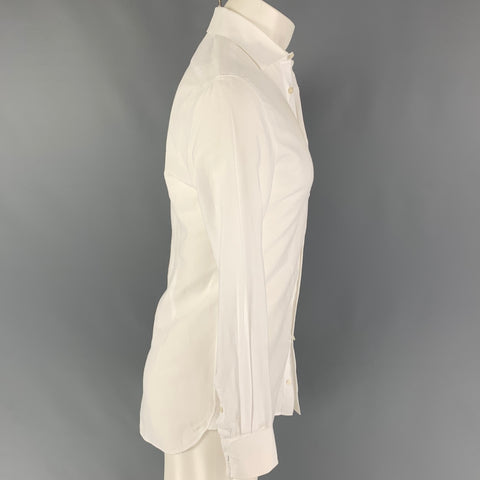 JOHN VARVATOS Size XS White Linen Cotton French Cuff Long Sleeve Shirt