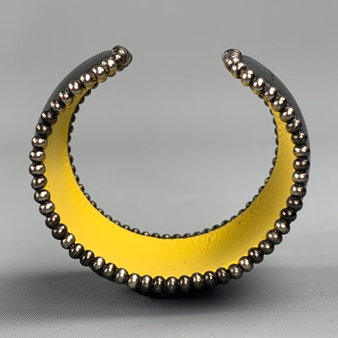 VINTAGE Black Studded Leather Metal Bracelet