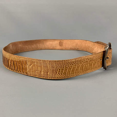 DOLCE & GABBANA Size M Tan Alligator Sterling Silver Buckle Belt