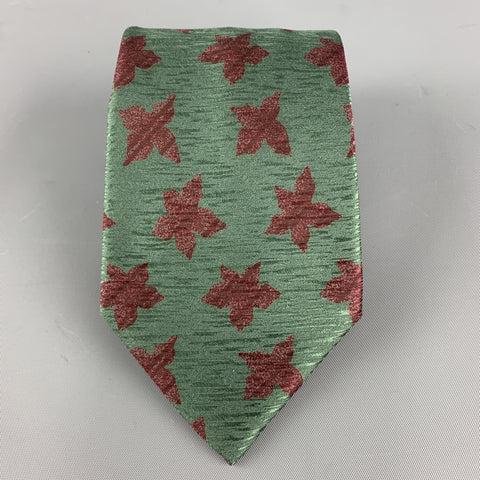 GIORGIO ARMANI Olive & Brown Floral Print Silk Tie