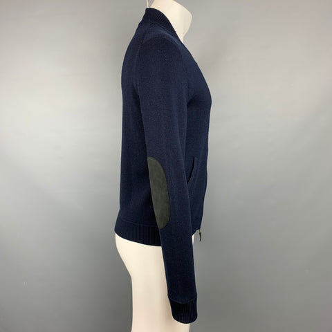 TSE Size S Navy Knitted Wool Zip Up Jacket