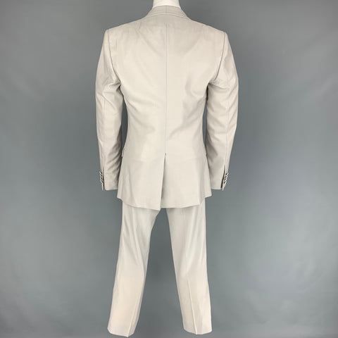 DOLCE & GABBANA Size 36 Regular Grey Wool Silk Shawl Lapel 3 Piece Suit