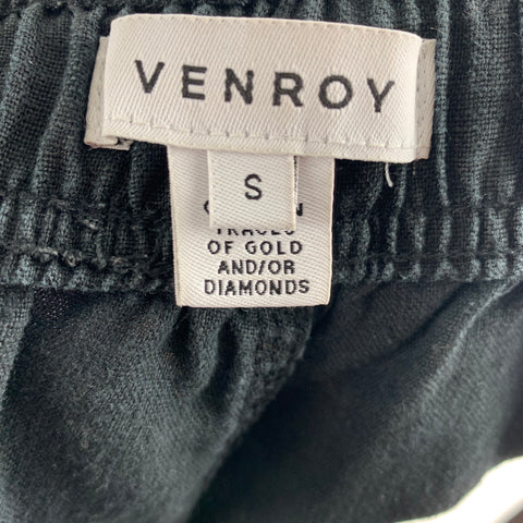 VENROY Taille S Short en lin noir avec cordon de serrage