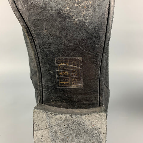CHRISTIAN PEAU Size 11.5 Charcoal Distressed Leather Side Zipper Boots