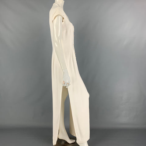 RICHARD TYLER Size 8 Cream Viscose Cap Sleeves Dress