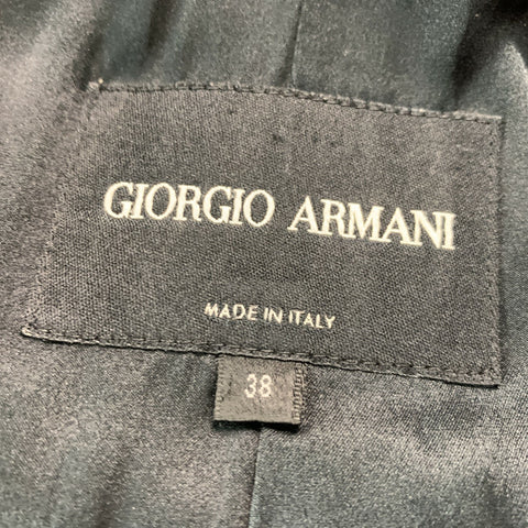 GIORGIO ARMANI Talla 2 Chaqueta negra a rayas con mangas 3/4 Blazer
