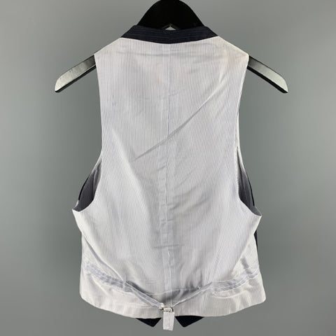 BAND OF OUTSIDERS Chaleco con botones de lana a rayas azul marino talla S