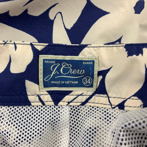 J CREW Talla 34 Bañador con cordón de poliamida floral azul marino y blanco